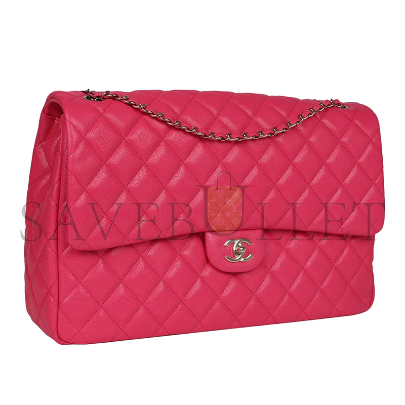 Ch**el xxl flap bag fuchsia shiny caviar light gold hardware bag (41*28*11cm)