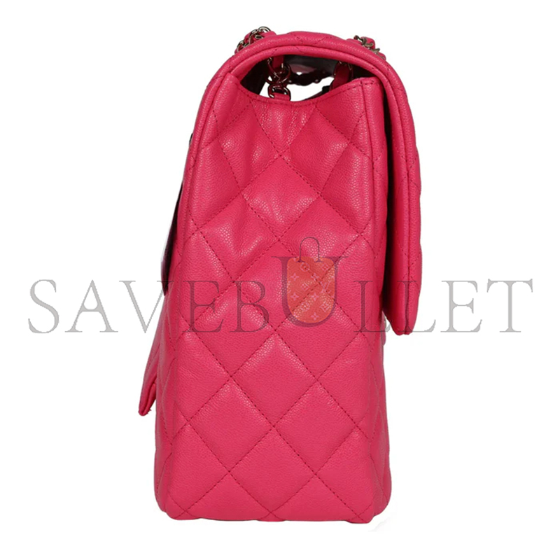 Ch**el xxl flap bag fuchsia shiny caviar light gold hardware bag (41*28*11cm)
