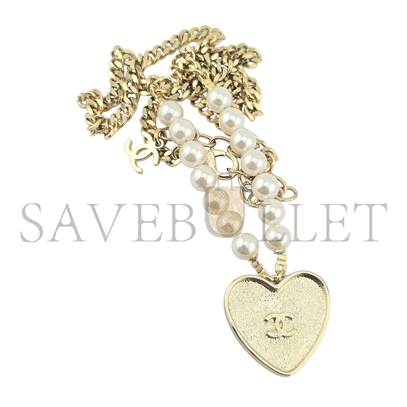 Ch**el cc black enamel heart necklace