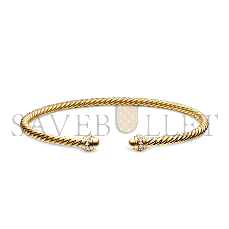 dau1d Yvrm*n classic cablespira bracelet18k yellow gold with d1am0nds, 3mm b13769d88adi