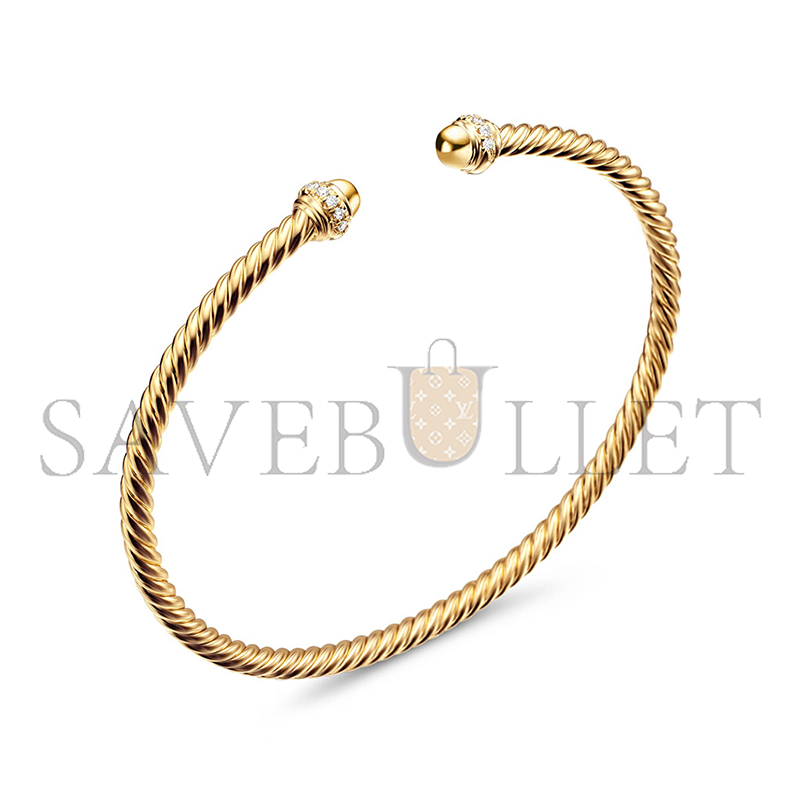 dau1d Yvrm*n classic cablespira bracelet18k yellow gold with d1am0nds, 3mm b13769d88adi