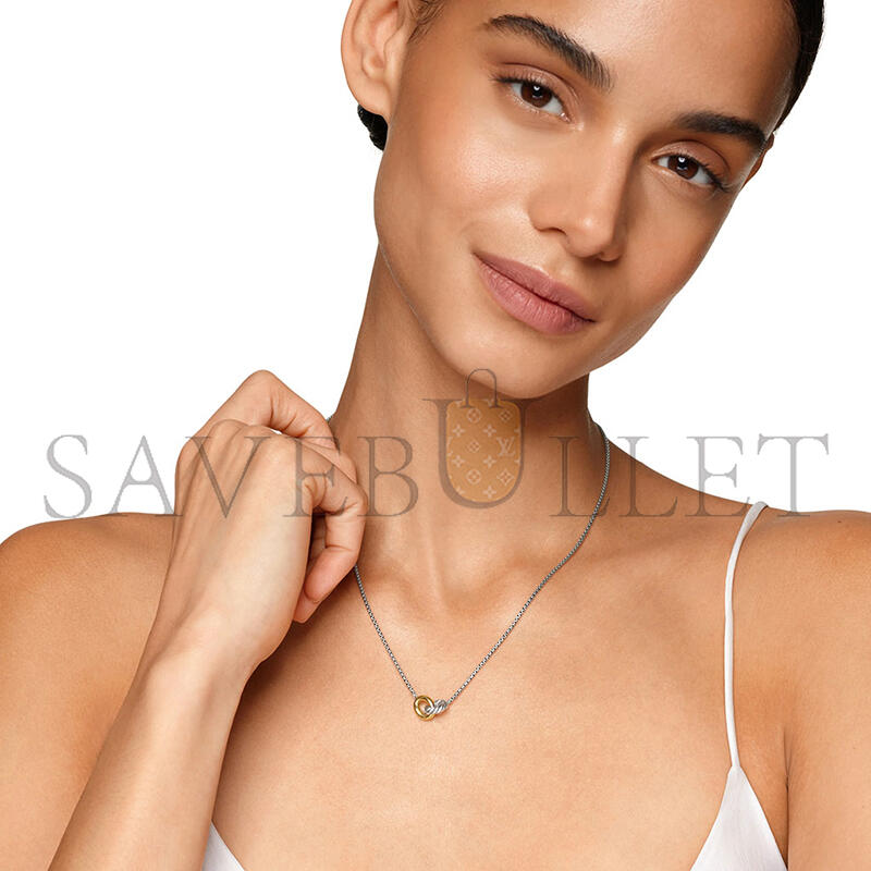 dau1d Yvrm*n petite cable linked necklace sterling silver with 14k yellow gold, 15mm 192740692154
