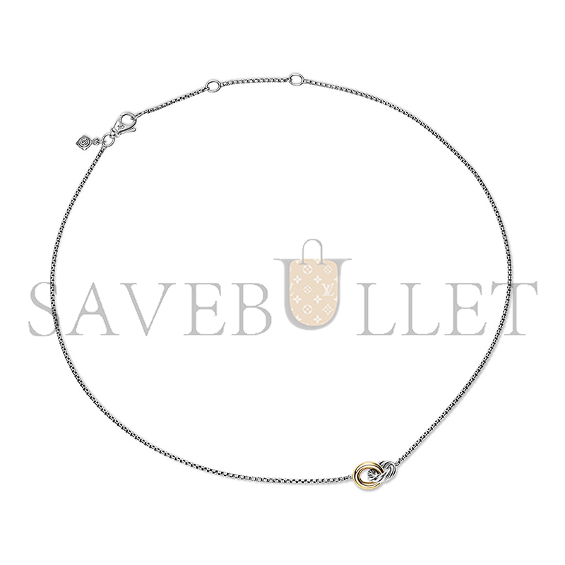 dau1d Yvrm*n petite cable linked necklace sterling silver with 14k yellow gold, 15mm 192740692154