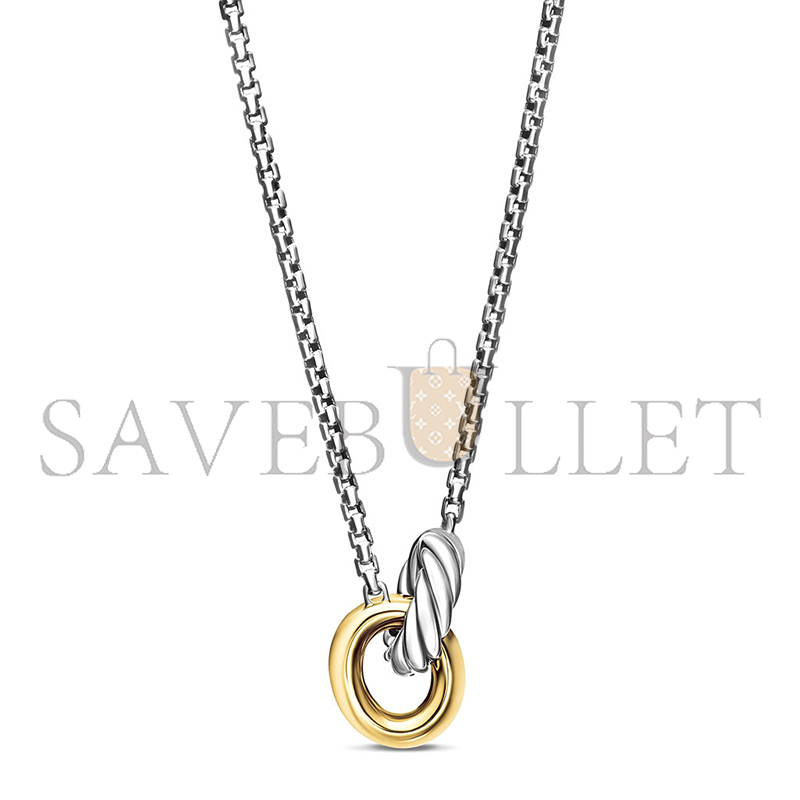 dau1d Yvrm*n petite cable linked necklace sterling silver with 14k yellow gold, 15mm 192740692154