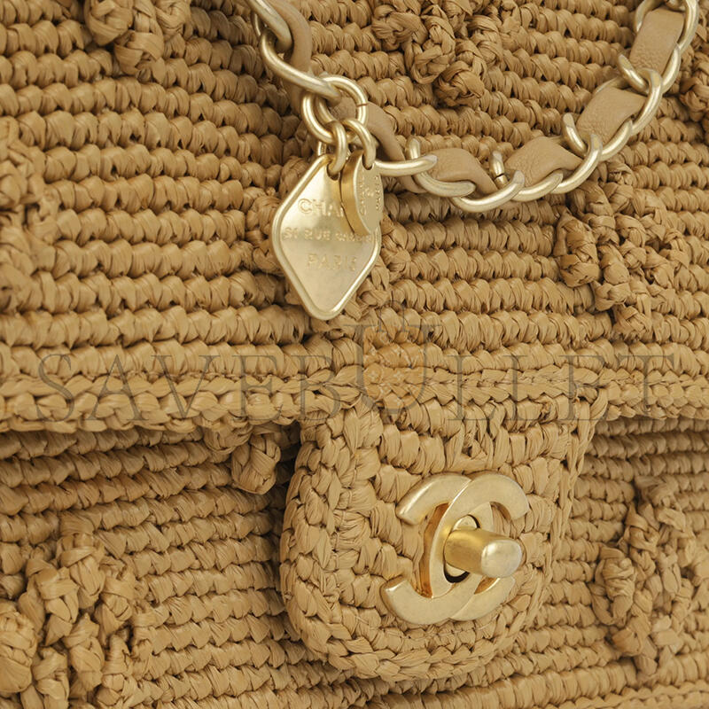 Ch**el seasonal raffia flap as4529 (22.5*13.5*7cm)