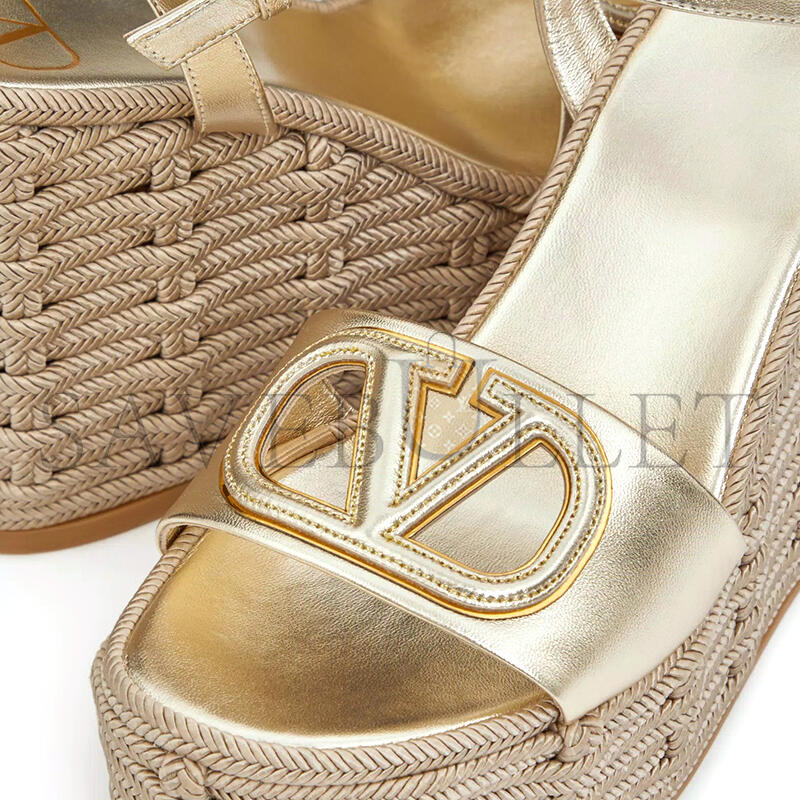 Va1e*ntin0 vlogo cut-out wedge sandal in laminated nappa leather 110mm 4w2s0ij6kpz_yh4