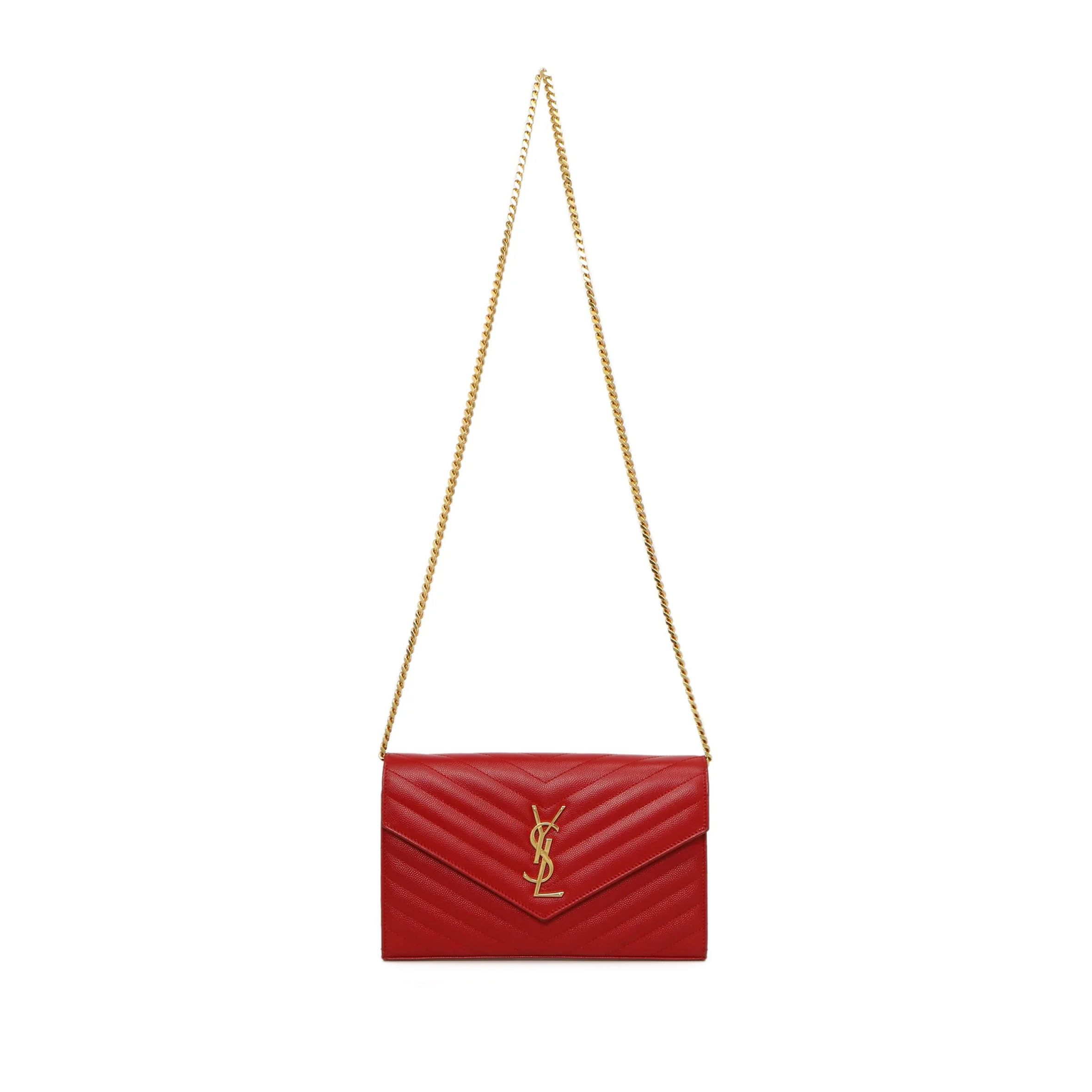 Y*L cassandre matelassÉ chain wallet in grain de poudre embossed leather 377828955120 (22.5*14*4cm)