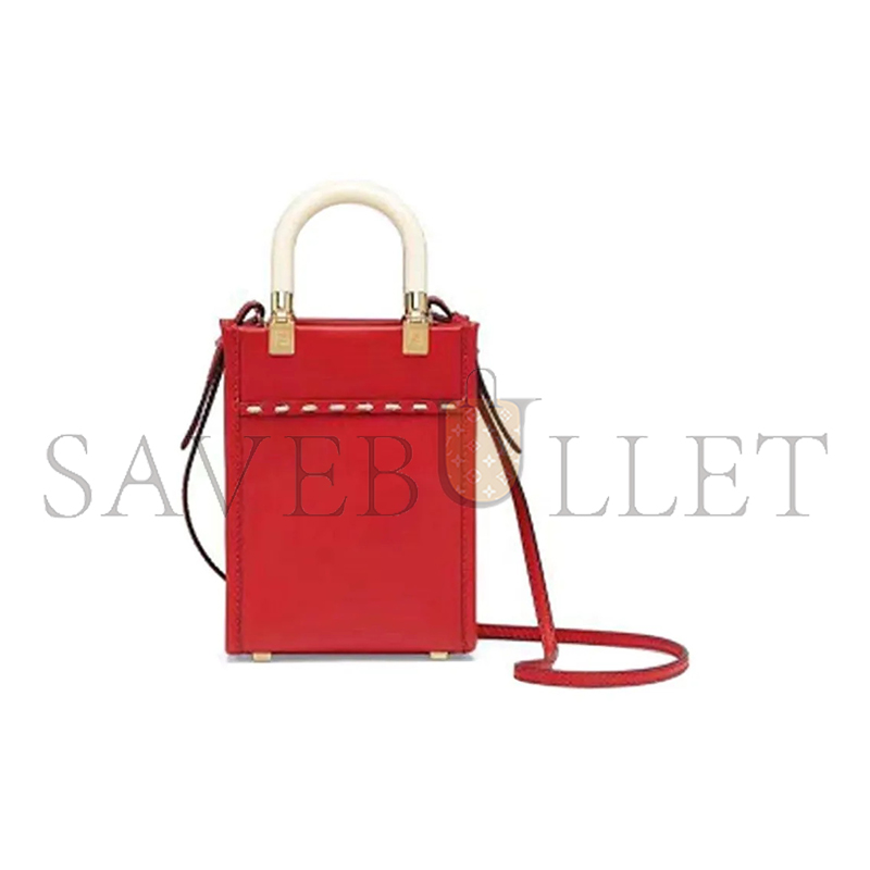F**di vitello king plexiglass mini F**di sunshine shopper tote fuoco 8bs051ahnvf0xvw (18*13*6.5cm)