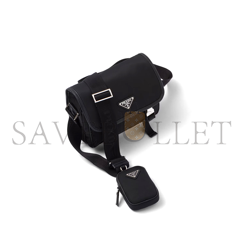 Pra*a re-nylon and saffiano leather shoulder bag 2vd034 (22*16*8.5cm)