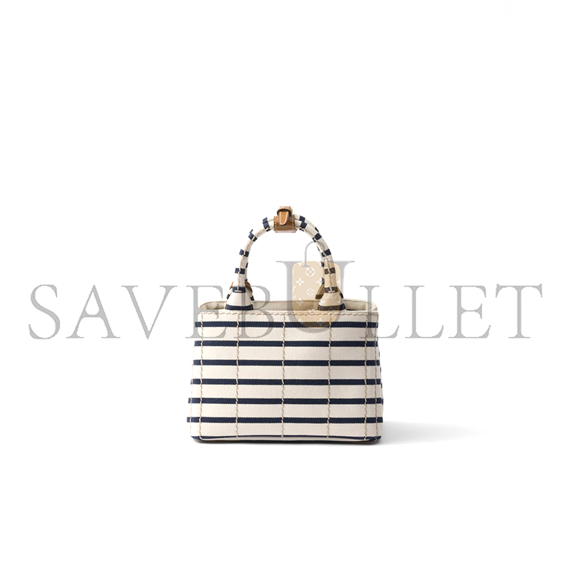 Pra*a jardiniÈre striped cotton canvas mini bag 1ba038 (22*15*13cm)