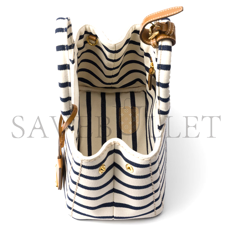 Pra*a jardiniÈre striped cotton canvas mini bag 1ba038 (22*15*13cm)