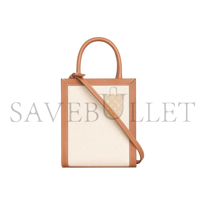 Ce**e mini tote in cabas sulky printed fabric and cowhide leather 193302dci.02nt (21*17*4cm)