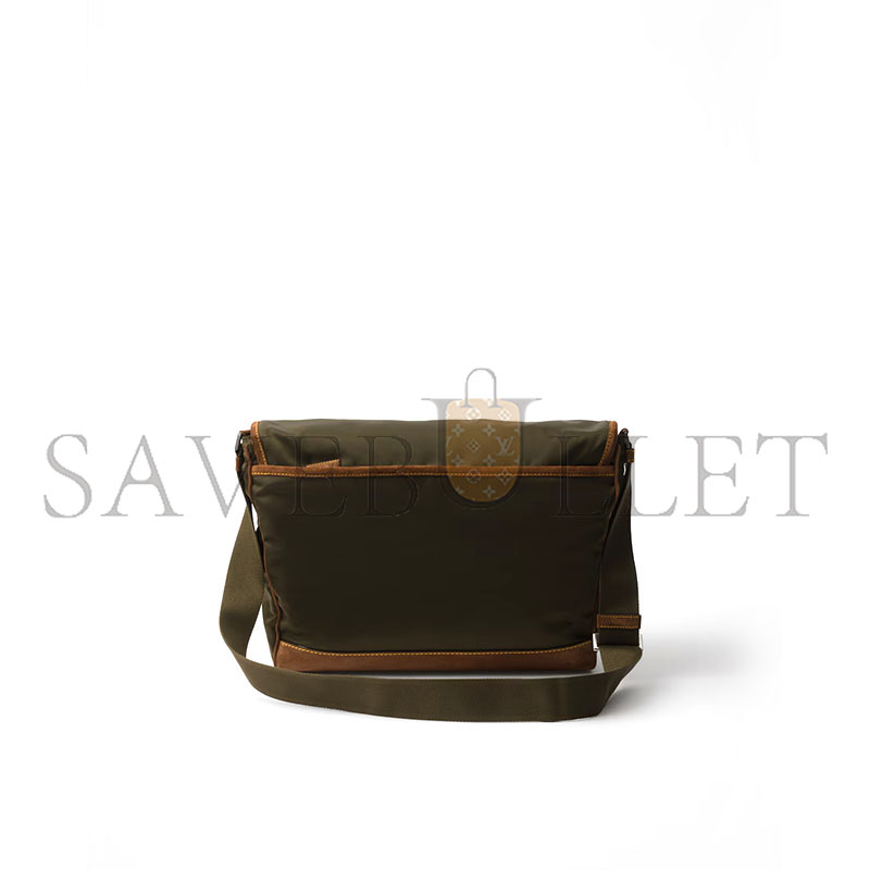 Pra*a large re-nylon and suede shoulder bag 2vd052 (30*29.5*14.5cm)