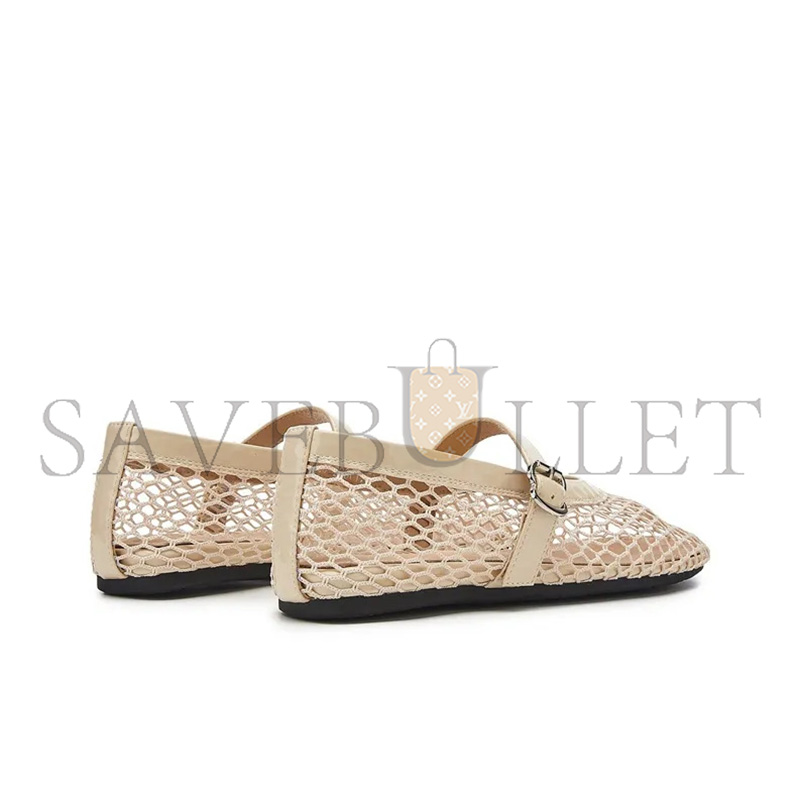 A1a1a PATENT LEATHER-TRIMMED FISHNET BALLET FLATS