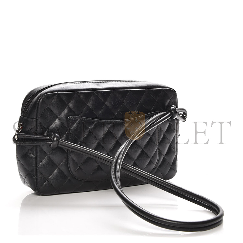 Ch**el calfskin quilted cambon camera case black 222459 (27*16.5*6cm)
