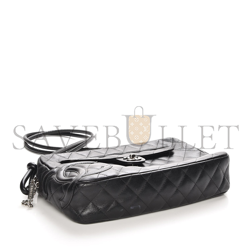 Ch**el calfskin quilted cambon camera case black 222459 (27*16.5*6cm)
