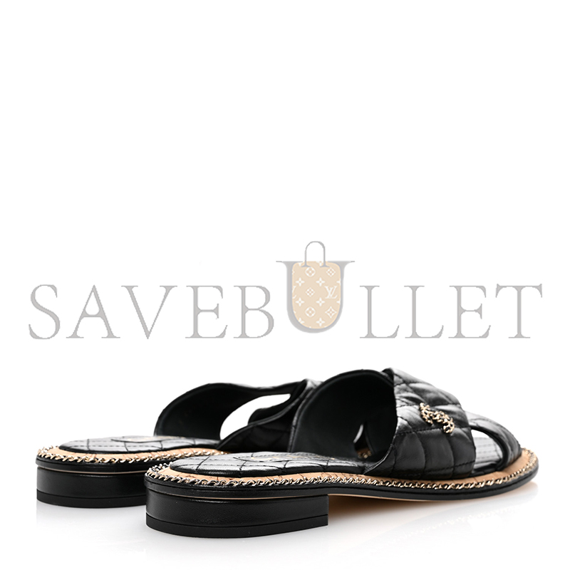 Ch**el lambskin quilted chain cc sandals g45669