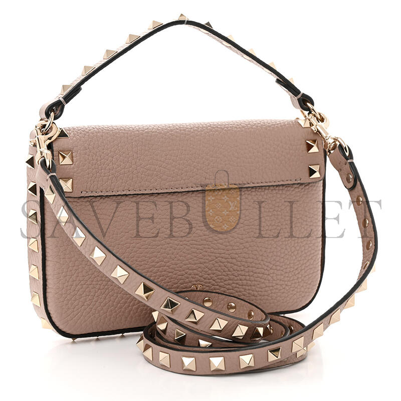 Va1e*ntin0 grainy calfskin rockstud crossbody pouch poudre 1w0p0w08vsh-uwt (19*12*3cm)