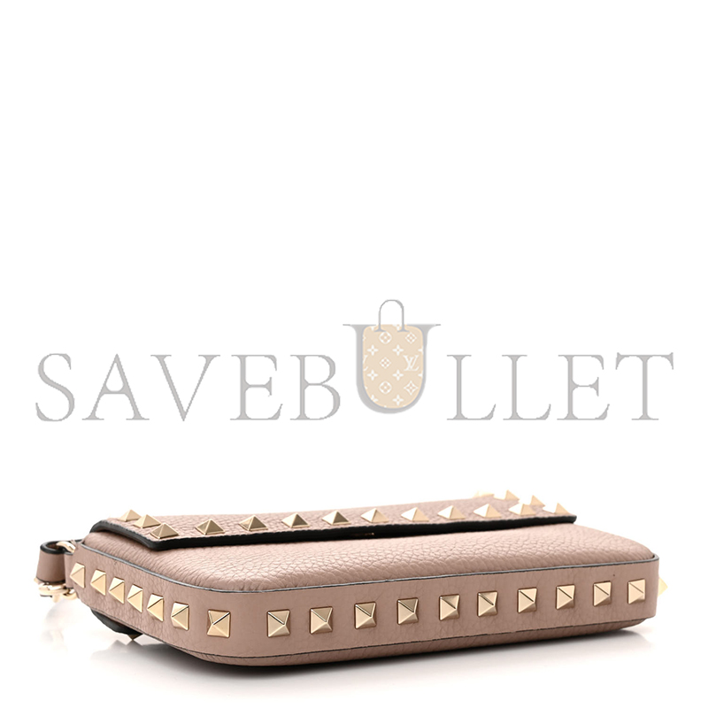 Va1e*ntin0 grainy calfskin rockstud crossbody pouch poudre 1w0p0w08vsh-uwt (19*12*3cm)