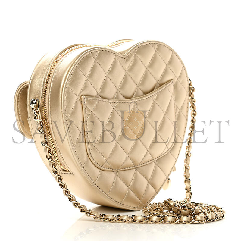 Ch**el heart bag lambskin in gold as5764 (19*17*5.5cm)