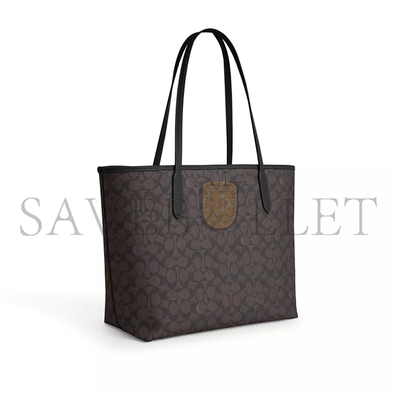 C0a*h city tote bag in signature canvas cv976 (34*29*11cm)