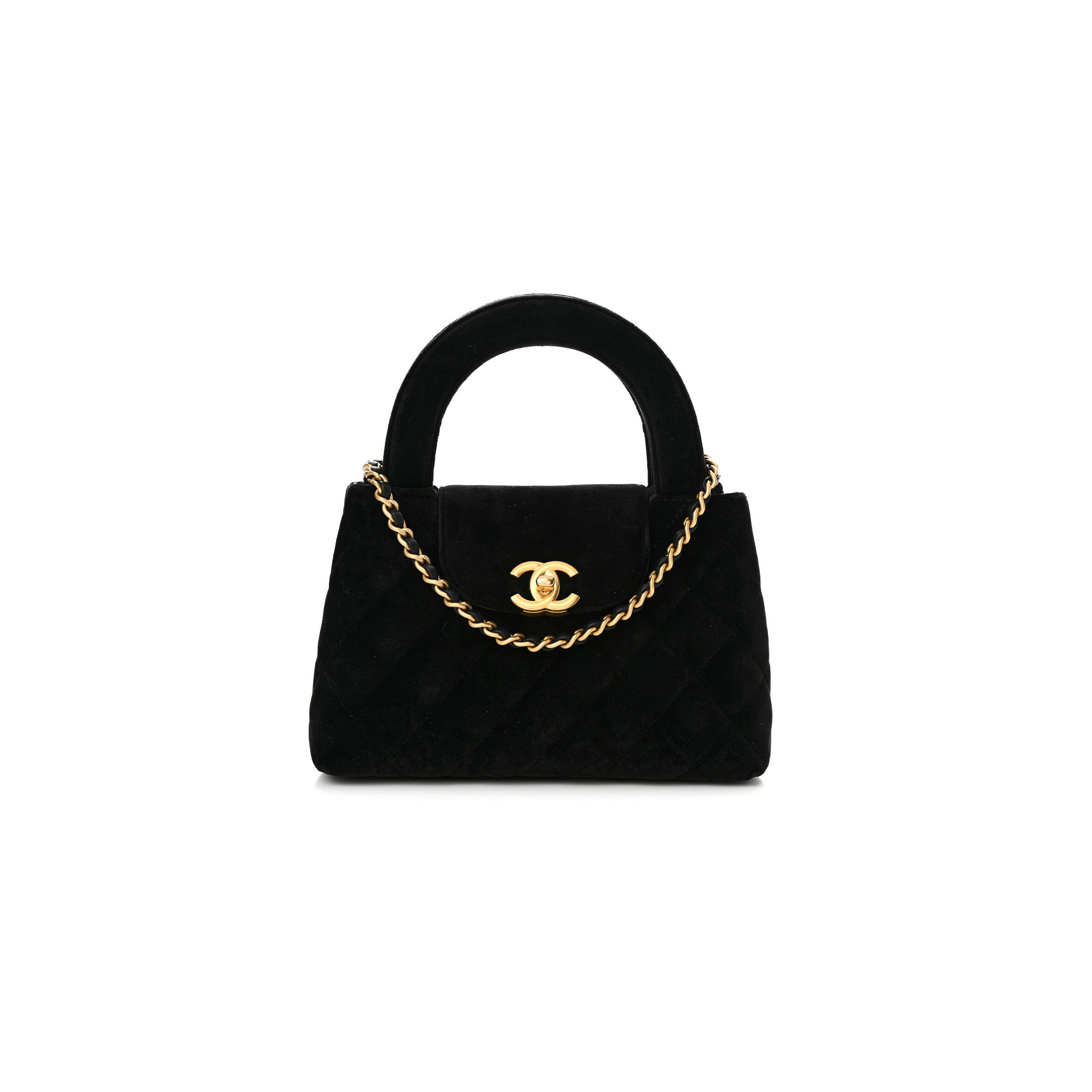 Ch*el velvet quilted nano kelly shopper black 1584991 (19*13*7cm)
