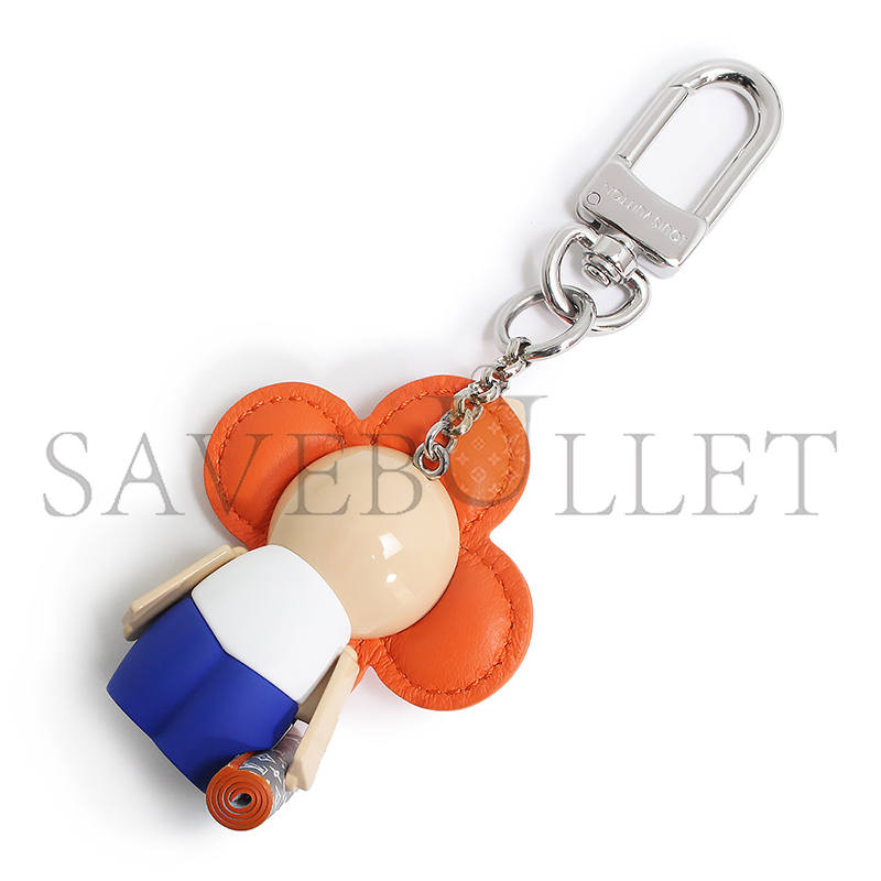 l0*is v*t0n bag charm u1u1enne gym key holder calfskin, orange & blue m01198