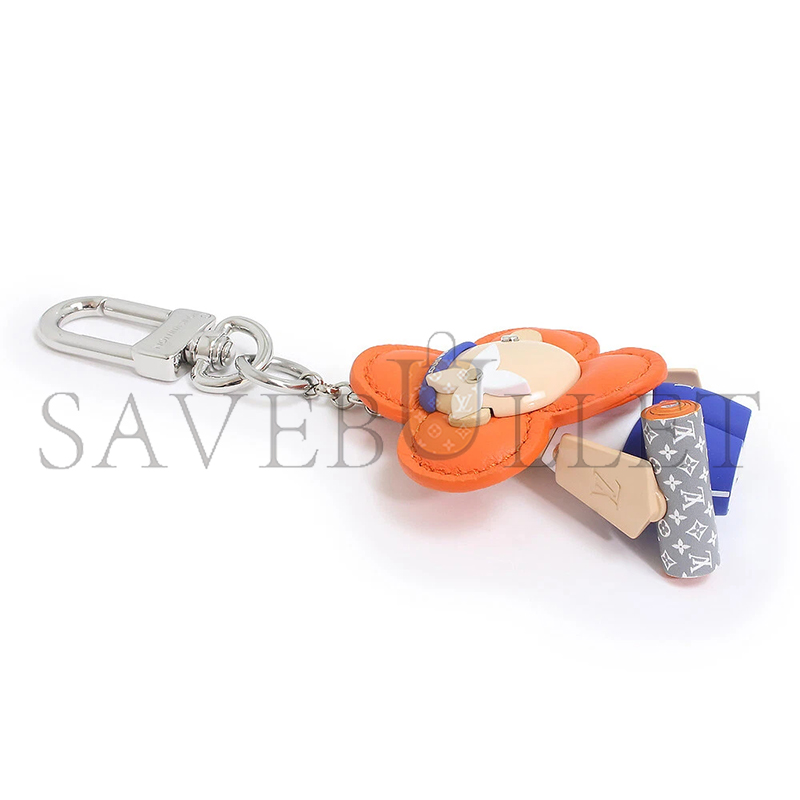 l0*is v*t0n bag charm u1u1enne gym key holder calfskin, orange & blue m01198