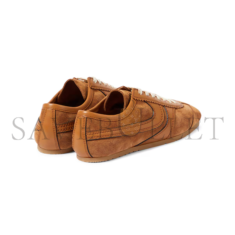 dr1e3 van N0t*n stitched contrast rubber sole suede panel sneakers in brown 242-021707