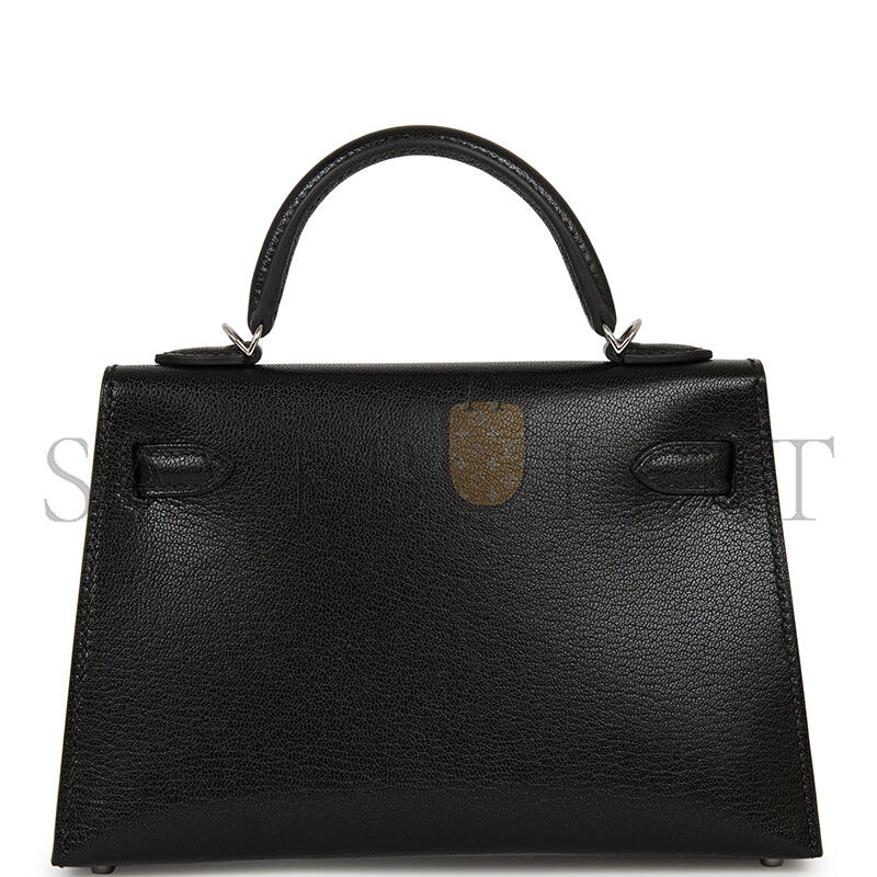 H**mes MASTER KELLY SELLIER 20 BLACK CHEVRE CHAMKILA PALLADIUM HARDWARE 2963547 (20*11*6cm)