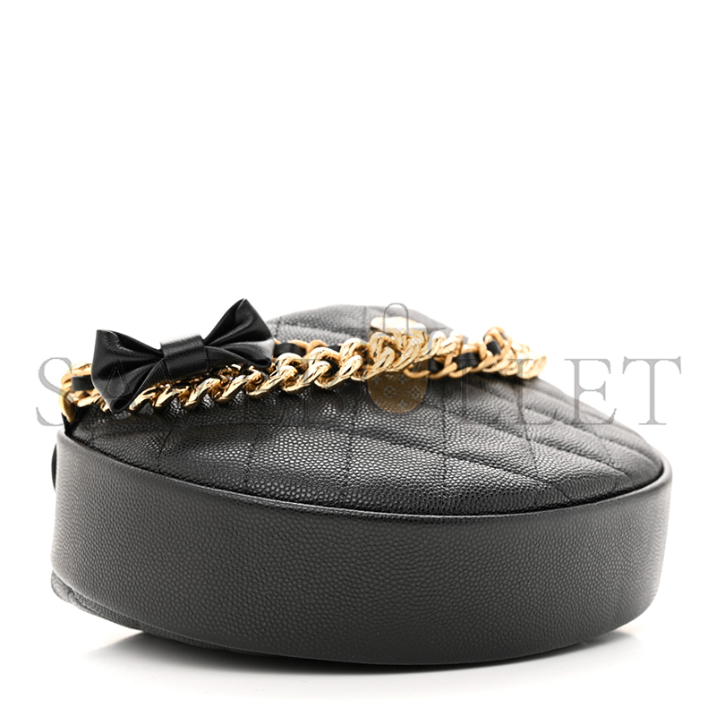 Ch**el mini shiny caviar quilted bow pouch hobo black ap3943 (18*11*4cm)
