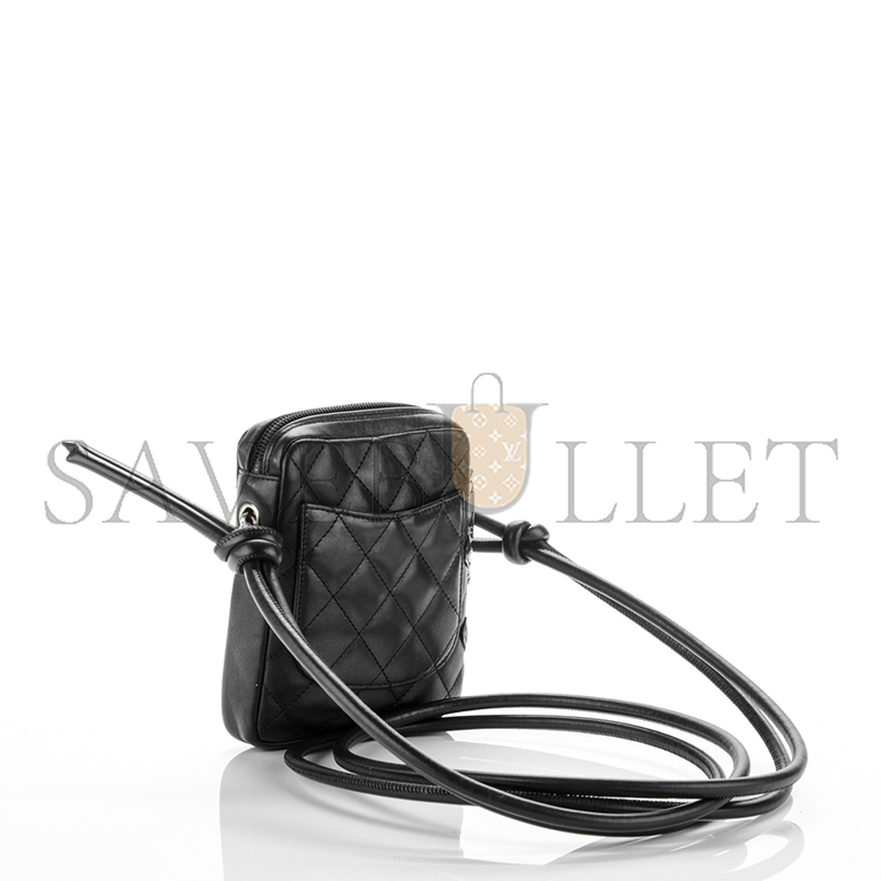 Ch**el master calfskin quilted small cambon messenger black 176151 (15*13*3.5cm)