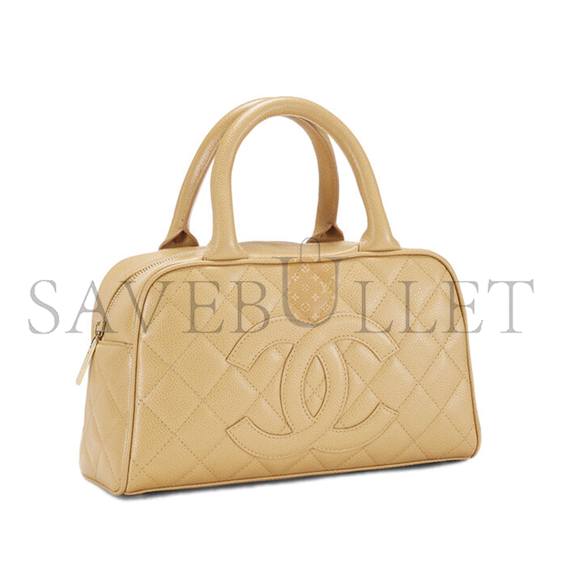 Ch**el beige quilted caviar bowler small 71302 (25*15*7cm)