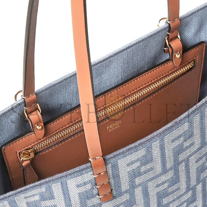 f**di small roll blue De*1m-effect ff jacquard reversible shopper 8bh424aut4f1sxq (23*19.5*15cm)