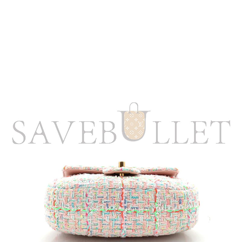 Ch**el top handle flap bag quilted tweed small as4569 (23.5*13.5*5.5cm)