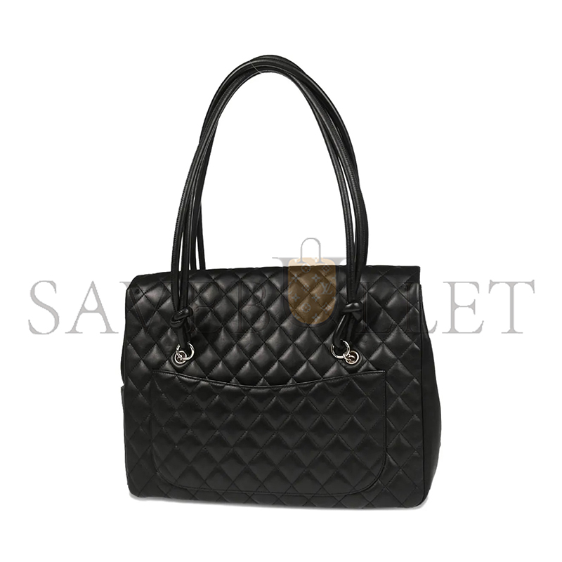 Ch**el calfskin quilted large cambon flap black (33*24*11cm)
