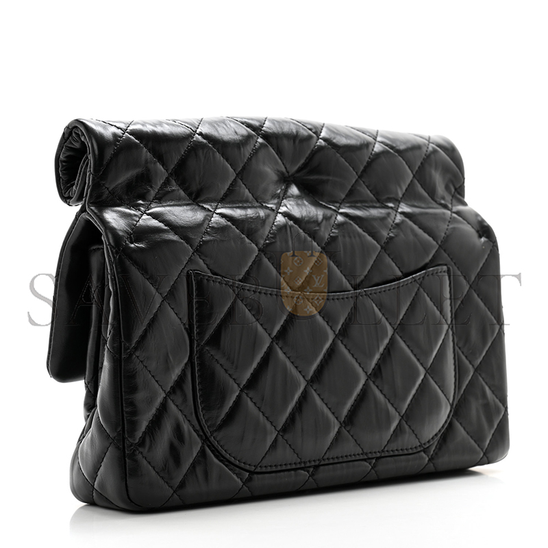 Ch**el crumpled calfskin quilted clutch black as4199 (24.5*18.5*4.5cm)