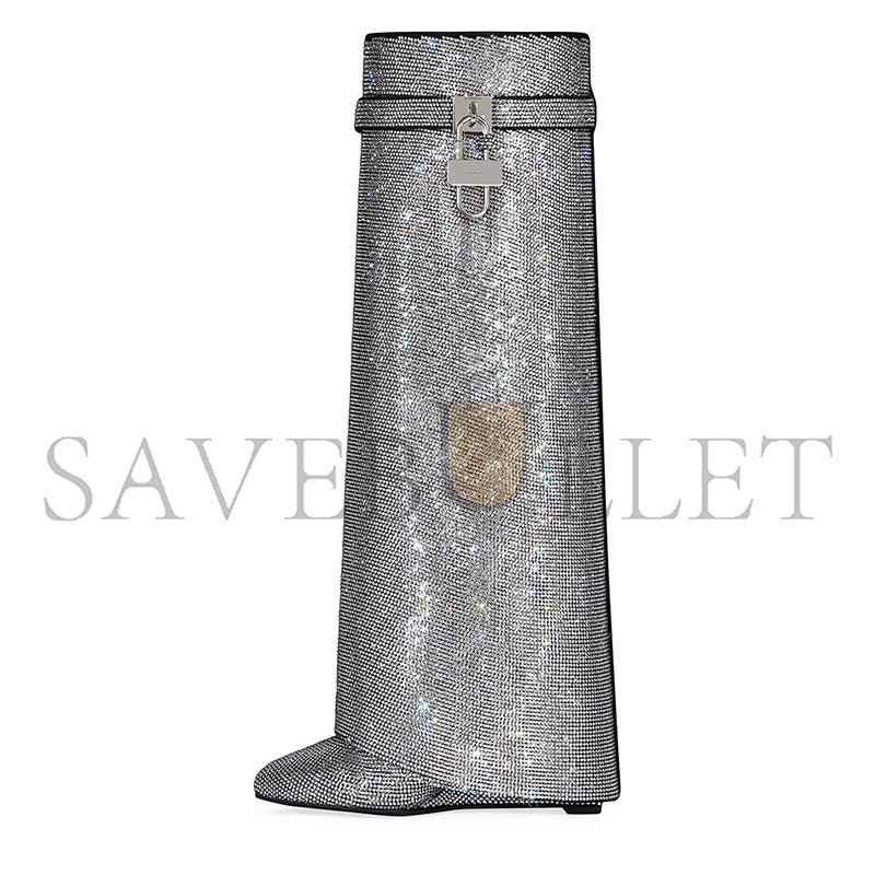 G1uenchy shark lock boots wide fit in strass in silver o1srvl11e0325