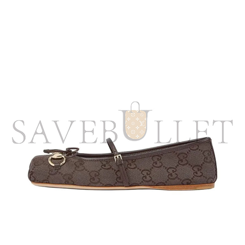 Gvc*1 horsebit canvas buckle square-toe flat shoes 814321