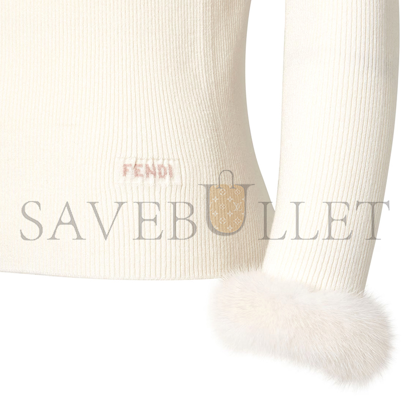 F**di cardigan white wool fze558aw4af0hwa