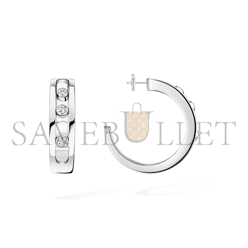 Mes1kaa move hoop earrings white gold d1am0nd earrings 04407-wg