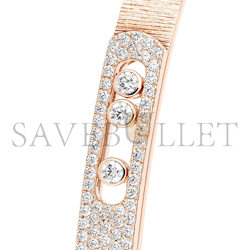 Mes1kaa move noa ciselÉ half pavÉ bangle pink gold d1am0nd bracelet 14501-pg