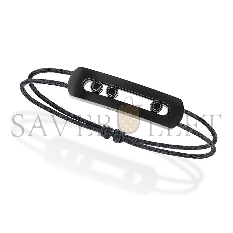 Mes1kaa move titanium cord bracelet large black titanium d1am0nd bracelet 12534-tb