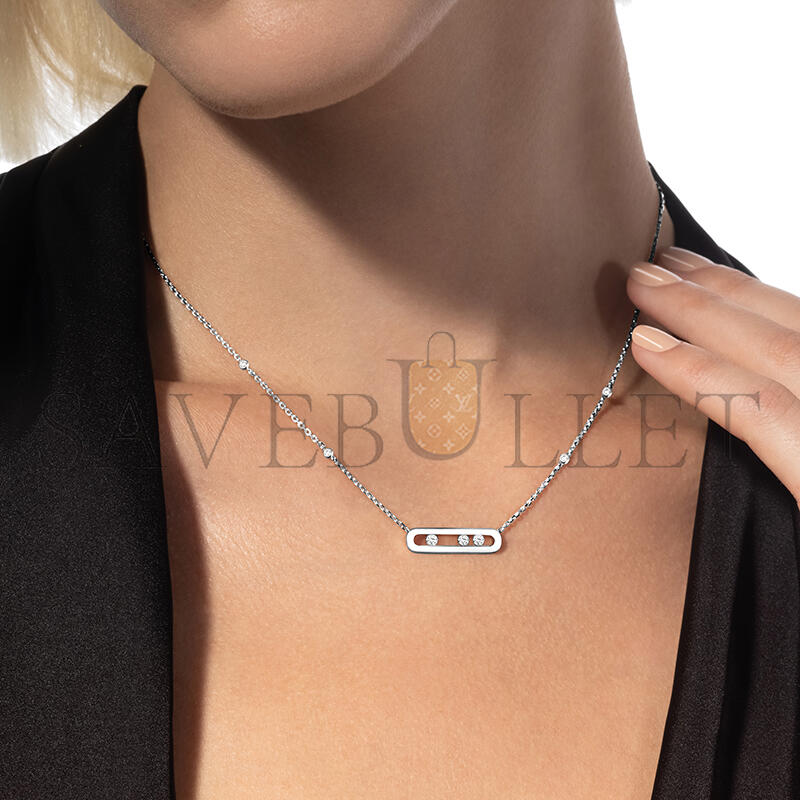 Mes1kaa baby move necklace white gold d1am0nd necklace 04323-wg