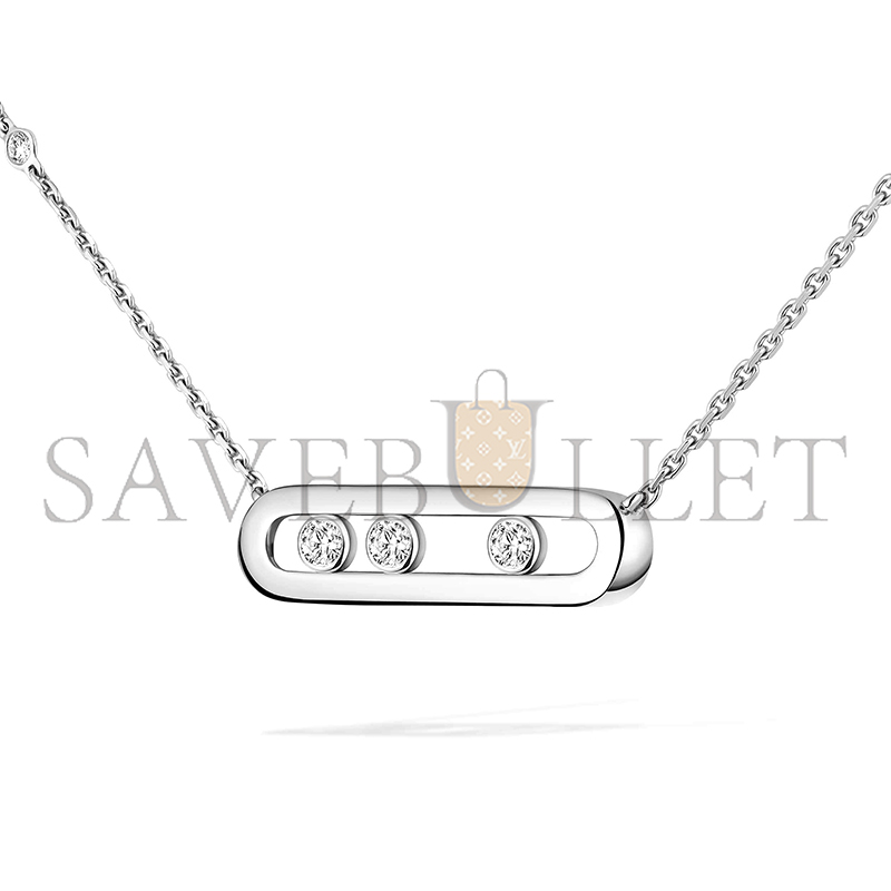 Mes1kaa baby move necklace white gold d1am0nd necklace 04323-wg