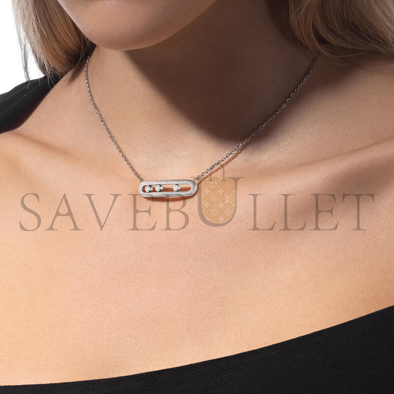 Mes1kaa move classique ciselÉ necklace white gold d1am0nd necklace 14667-wg