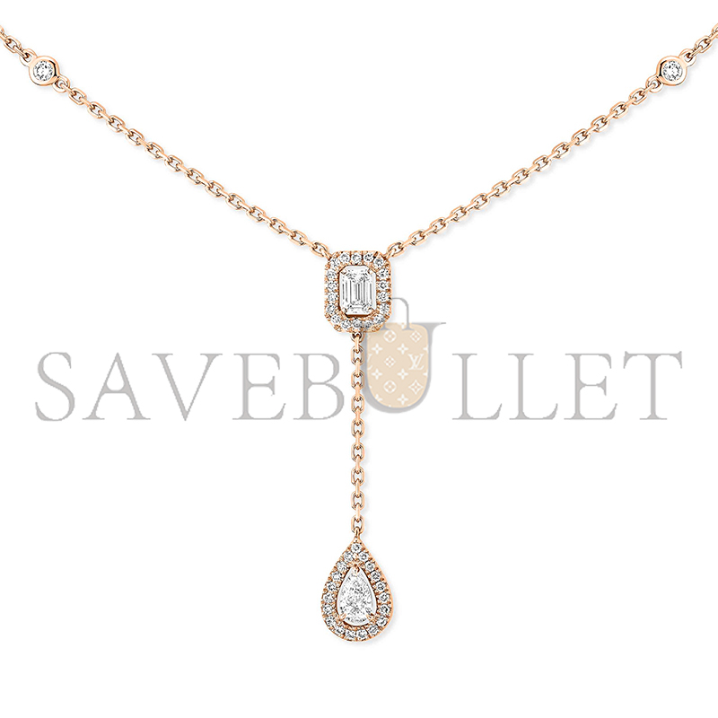 Mes1kaa my twin tie necklace 2x 0.10ct pink gold d1am0nd necklace 06693-pg
