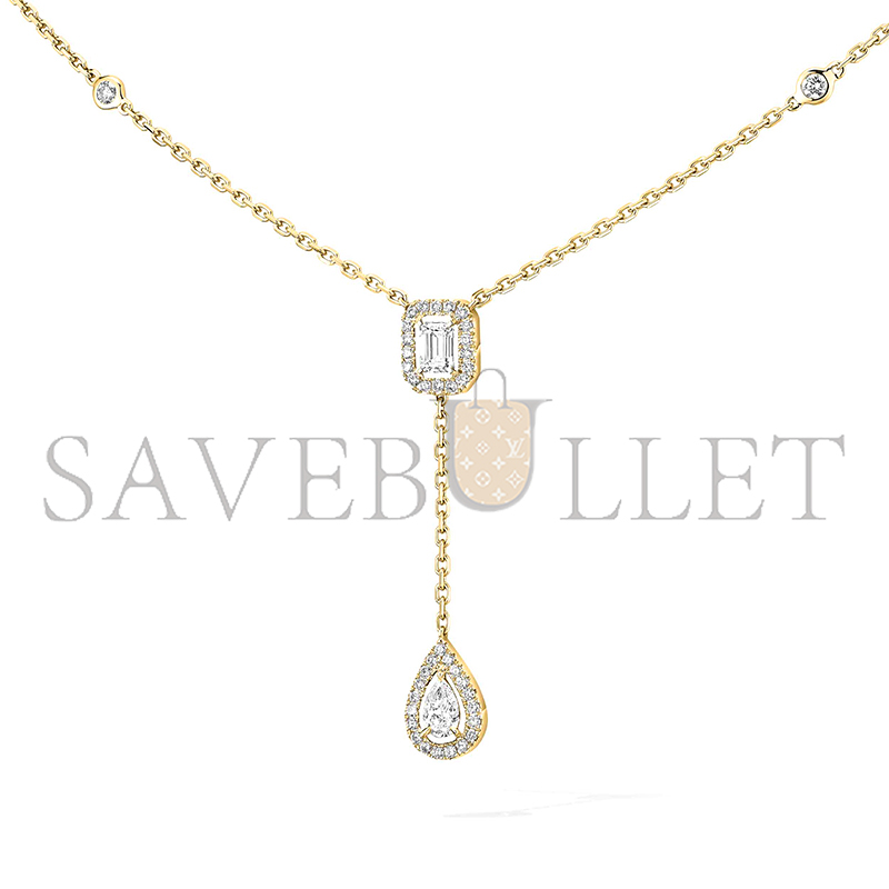 Mes1kaa my twin tie necklace 2x 0.10ct yellow gold d1am0nd necklace 06693-yg