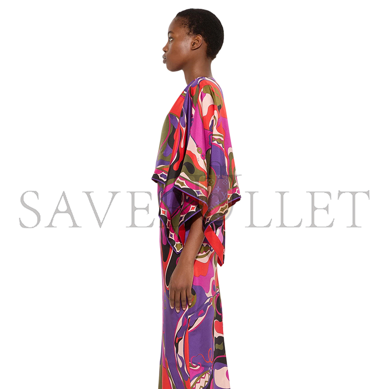 PUCCI ORCHIDEE PRINT LONG DRESS WITH SHAWL 5URI305U731017