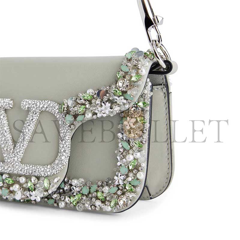 Va1e*ntin0 garavani locÒ small embellished leather shoulder bag 5w2b0n86nkg (20*10*6cm)